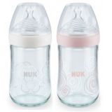 Nuk Kojenecká fľaša sklenená Natur sense silikón 240 ml, 0-6m