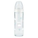 Nuk Kojenecká fľaša sklenená Classic New silikón 240 ml, 0-6m