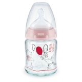 NUK sklenená fľaša First  Choice Macko PU 120ml, 0-6m