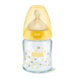 NUK Sklenená fľaša First Choice+ 120ml, latexový cumlík M, 0-6m