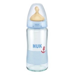NUK Sklenená fľaša FC+ 240ml. s latexovým cumlíkom 0-6m