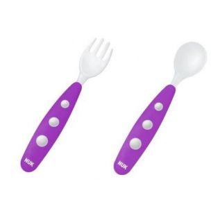 NUK detský príbor fialový (vidlička+lyžička)