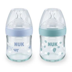 Nuk Kojenecká fľaša sklenená Nature Sense silikón 120 ml, 0-6m