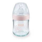 Nuk Kojenecká fľaša sklenená Nature Sense silikón 120 ml, 0-6m Ružová ks