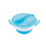 BabyOno 1063 Uzatvárateľná miska s prísavkou a lyžičkou modrá 300ml. Modrá ks